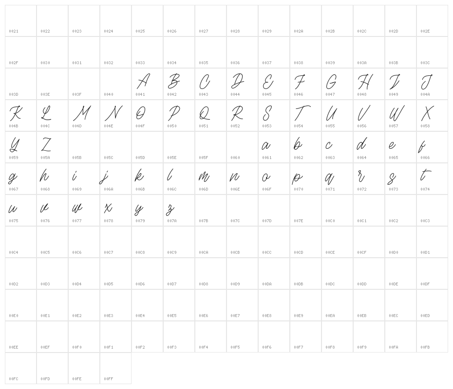 RottordamThinFREE Character Map