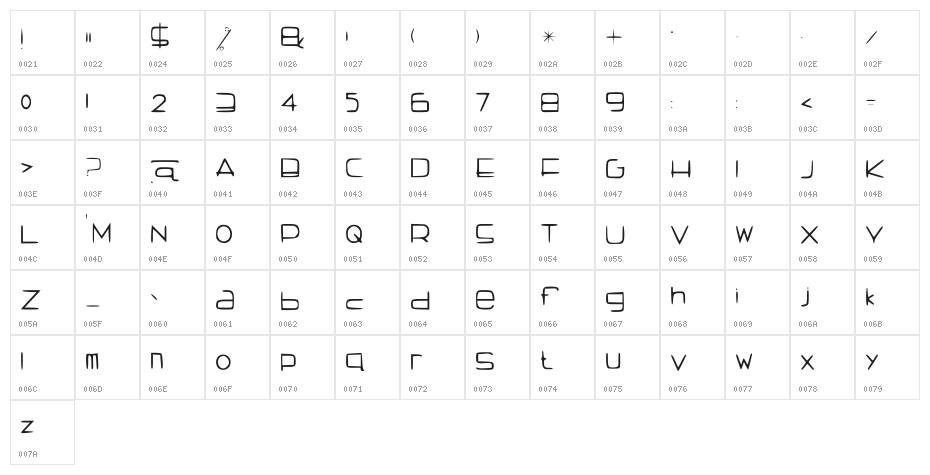 Rotund Medium Character Map