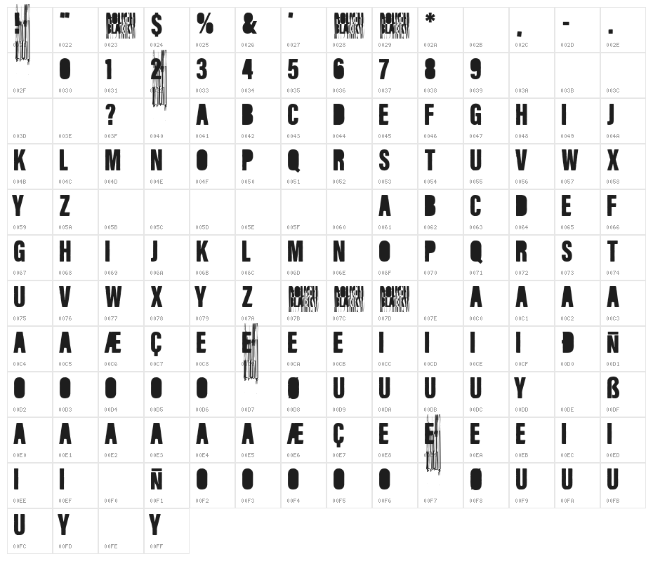 Rough Blacky Character Map