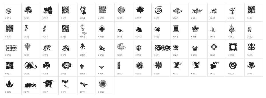 Rough Fleurons Free Two Character Map
