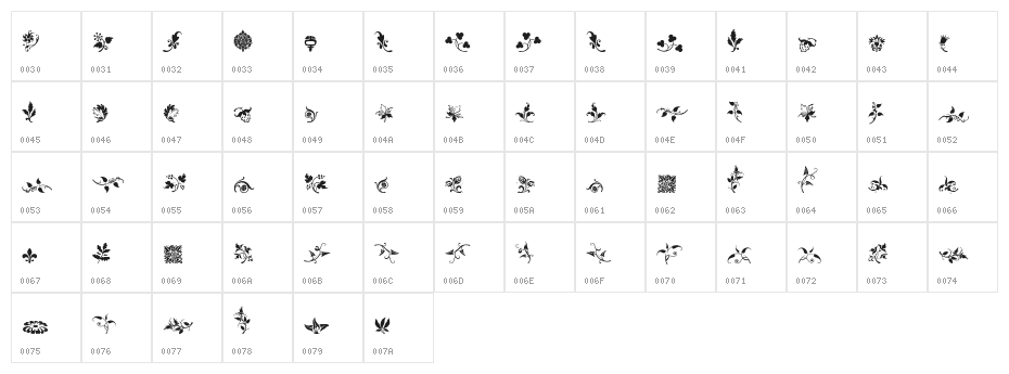 Rough Fleurons Free Character Map