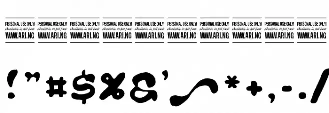 Rough Rakoon In PERSONAL USE Font OTHER CHARS