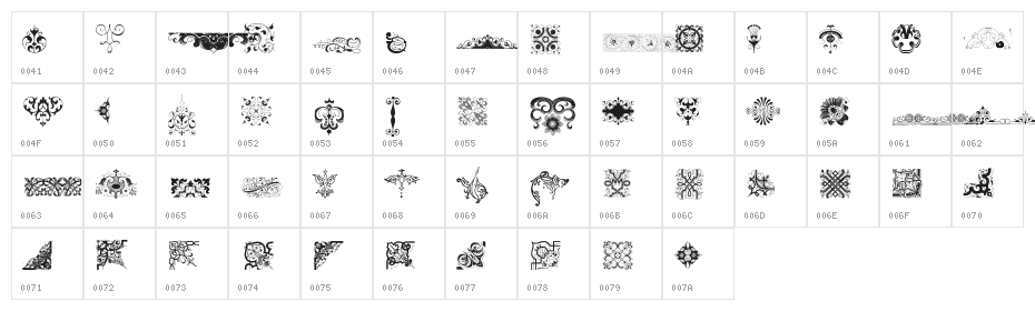 Rough Vignettes Regular Character Map