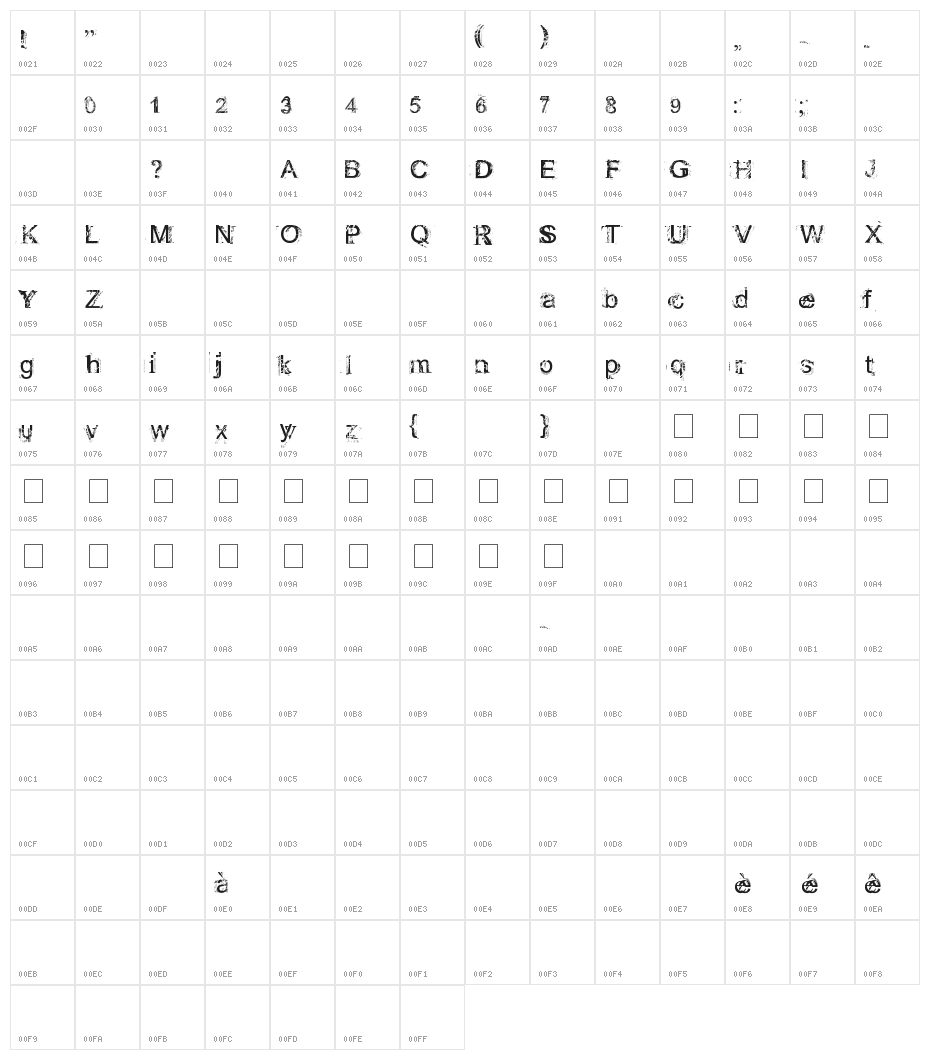 Rough linen Character Map