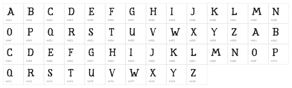 RoughStormsBold Character Map