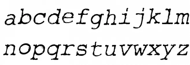 RoughTypewriter-Italic Caratteri MINUSCOLO