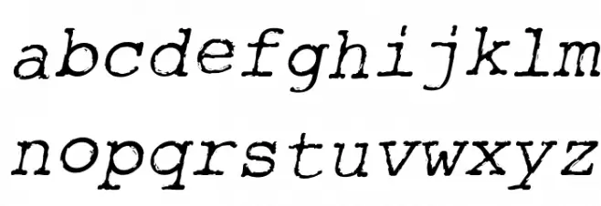 Rough_Typewriter Italic Schriftart Kleinbuchstaben