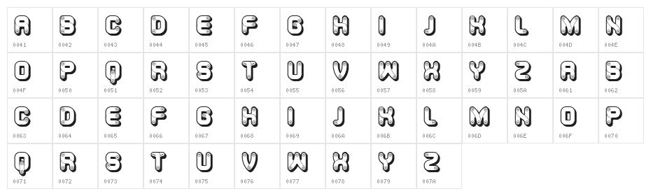 Rouleaux Hollow Regular Character Map