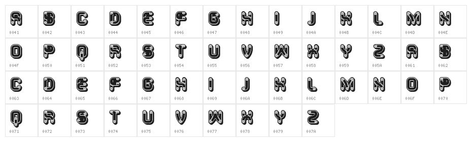 Rouleaux Light Regular Character Map