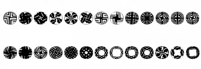RoundPieces-06 Шрифта ВЕРХНИЙ