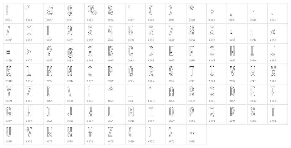 Roundabout Outline Character Map