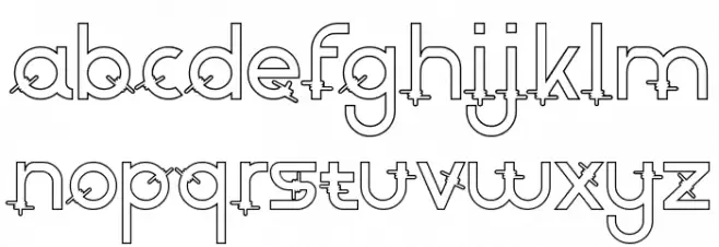 Rounded Barbed Demo Outline फ़ॉन्ट लोअरकेस