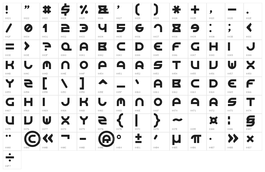 Rounded Line 7 Character Map