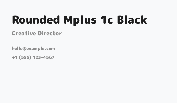 Rounded Mplus 1c Black Business Card