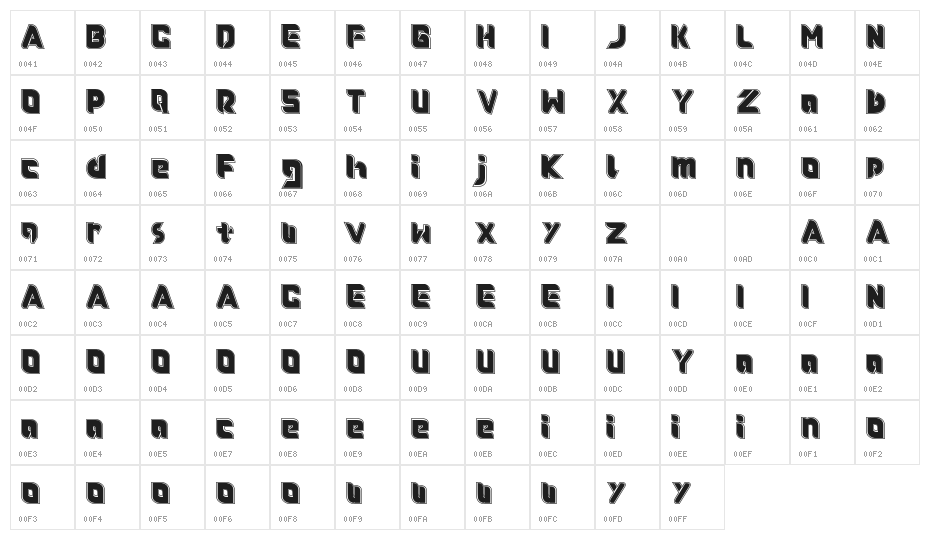 Roundfra DEMO Outline Character Map