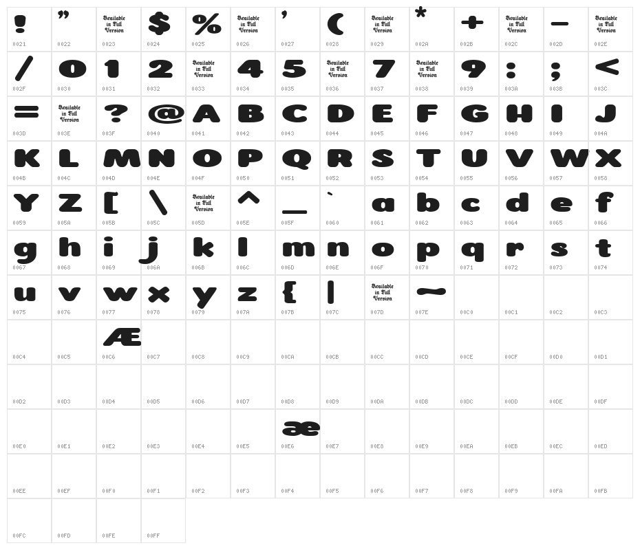 Roundigger Bold Character Map