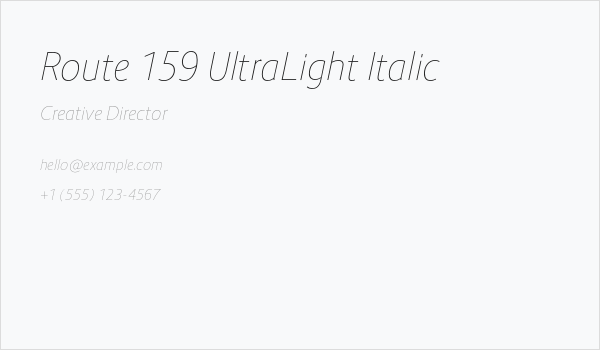 Route 159 UltraLight Italic Business Card