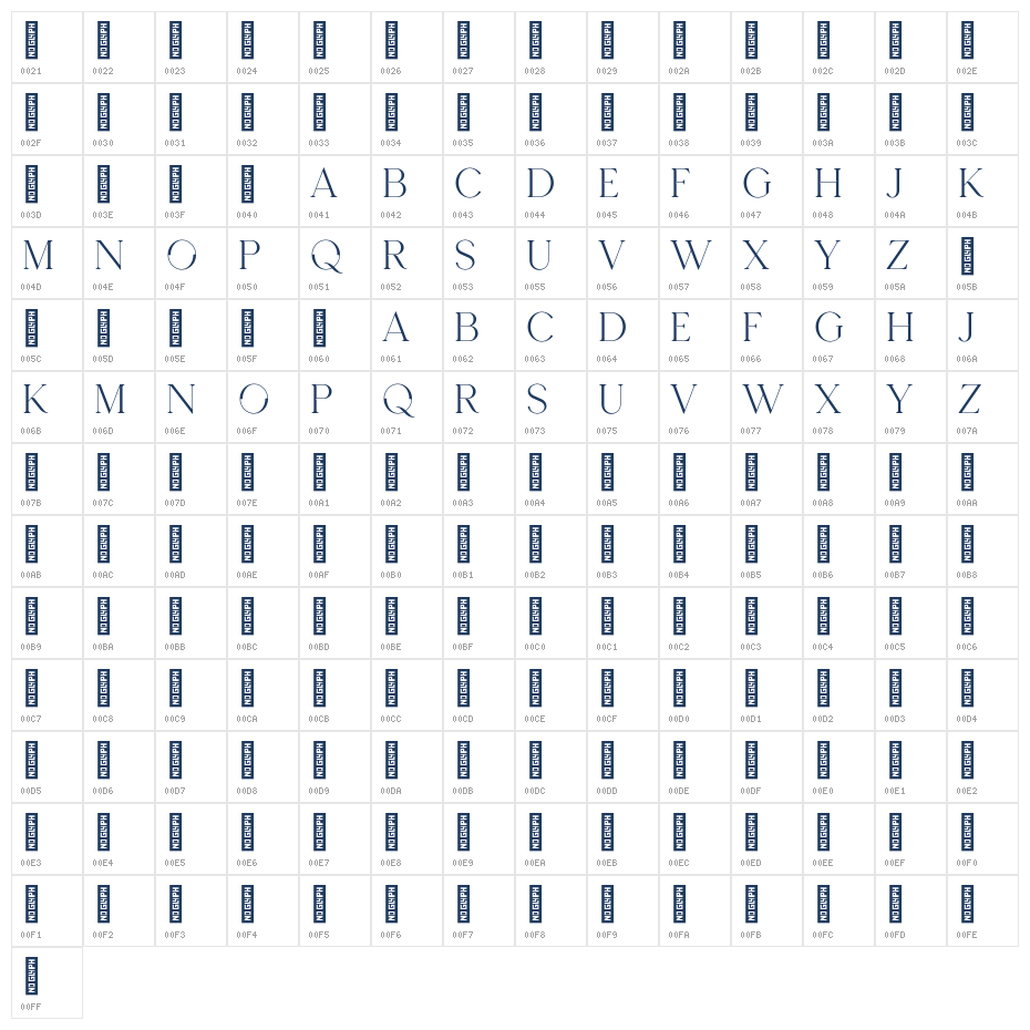 Rovelle Demo Regular Character Map