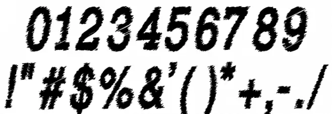 RowdyTypemachine-CondensedBoldI Font OTHER CHARS