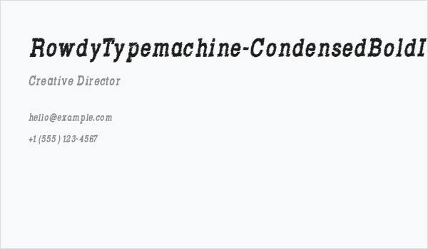 RowdyTypemachine-CondensedBoldI Business Card