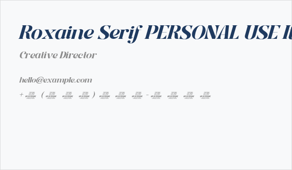 Roxaine Serif PERSONAL USE Italic Business Card