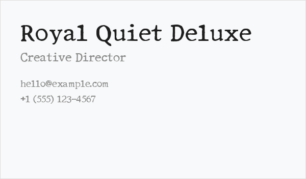 Royal Quiet Deluxe Business Card