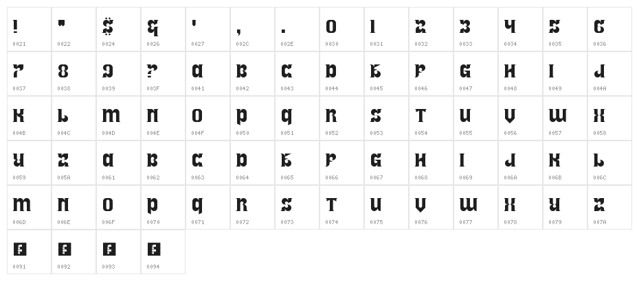 Royal Regular Character Map