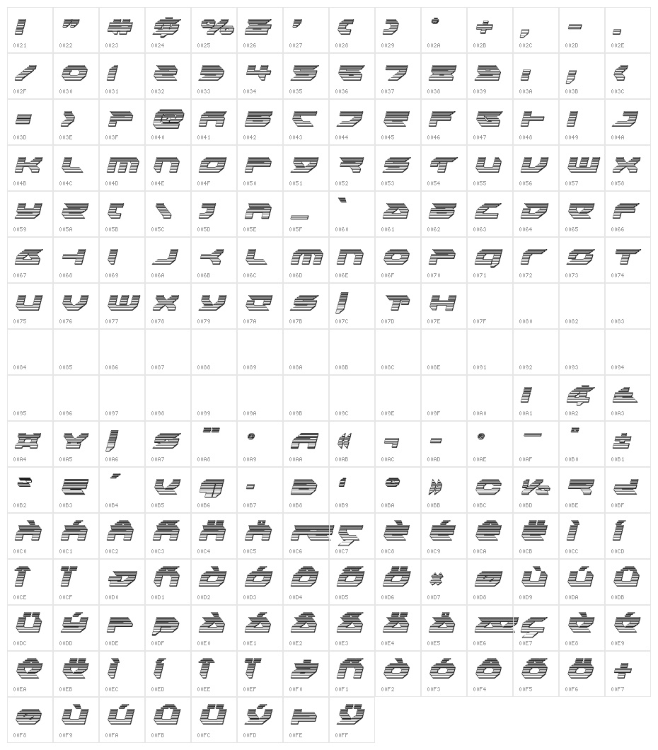 Royal Samurai Chrome Italic Character Map