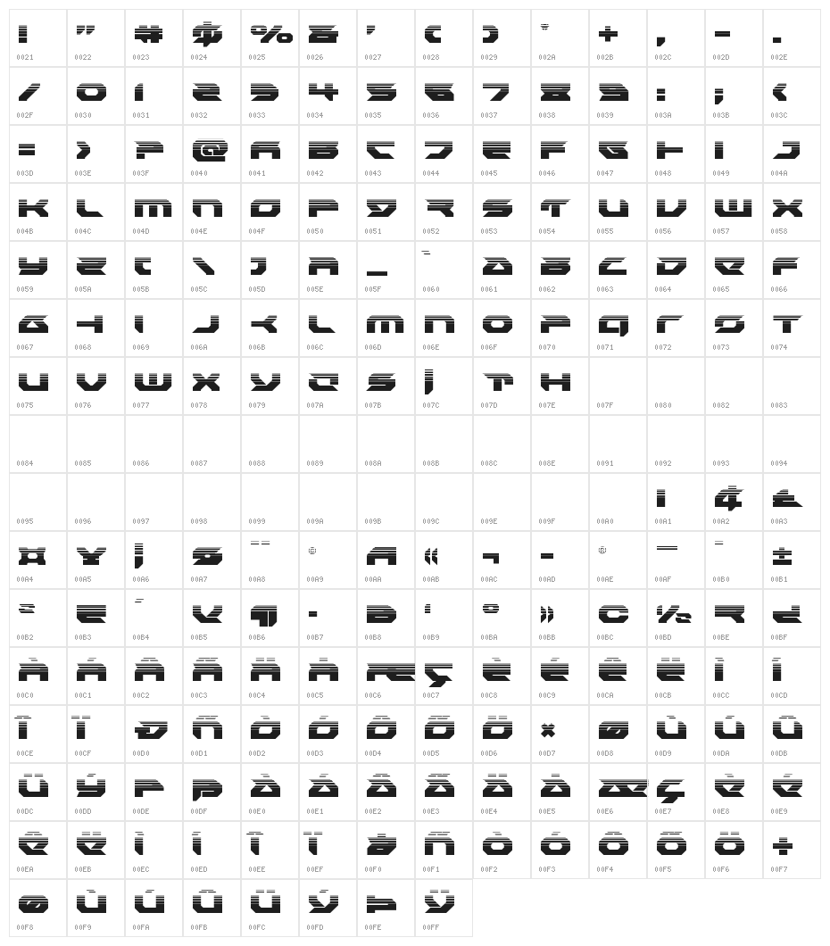 Royal Samurai Halftone Character Map