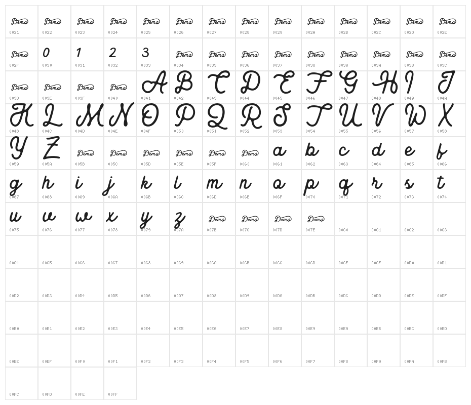 Royaland Clean Demo Version Character Map