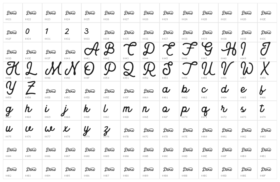 Royaland Clean Demo Version Character Map