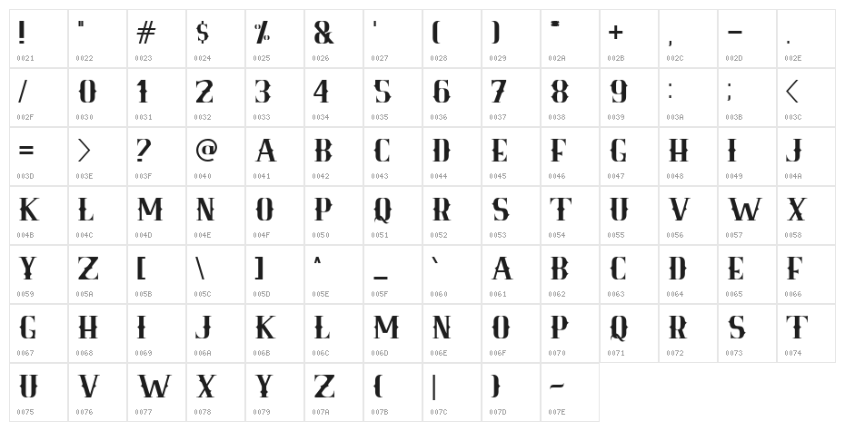 Royale Kingdom - DEMO Regular Character Map