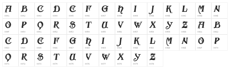 Royalty Criminals Italic Character Map