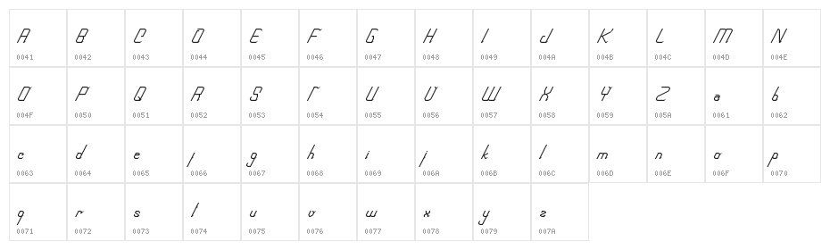 roboscript Regular Character Map