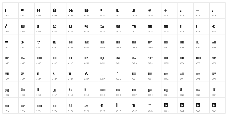 rof top Regular Character Map