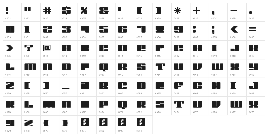 rof top simple Regular Character Map