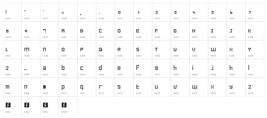 romhein Regular Character Map