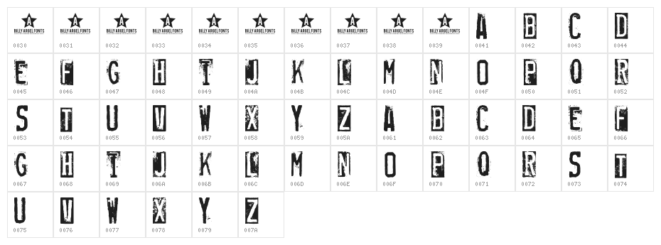 RUBBERSTAMP Character Map
