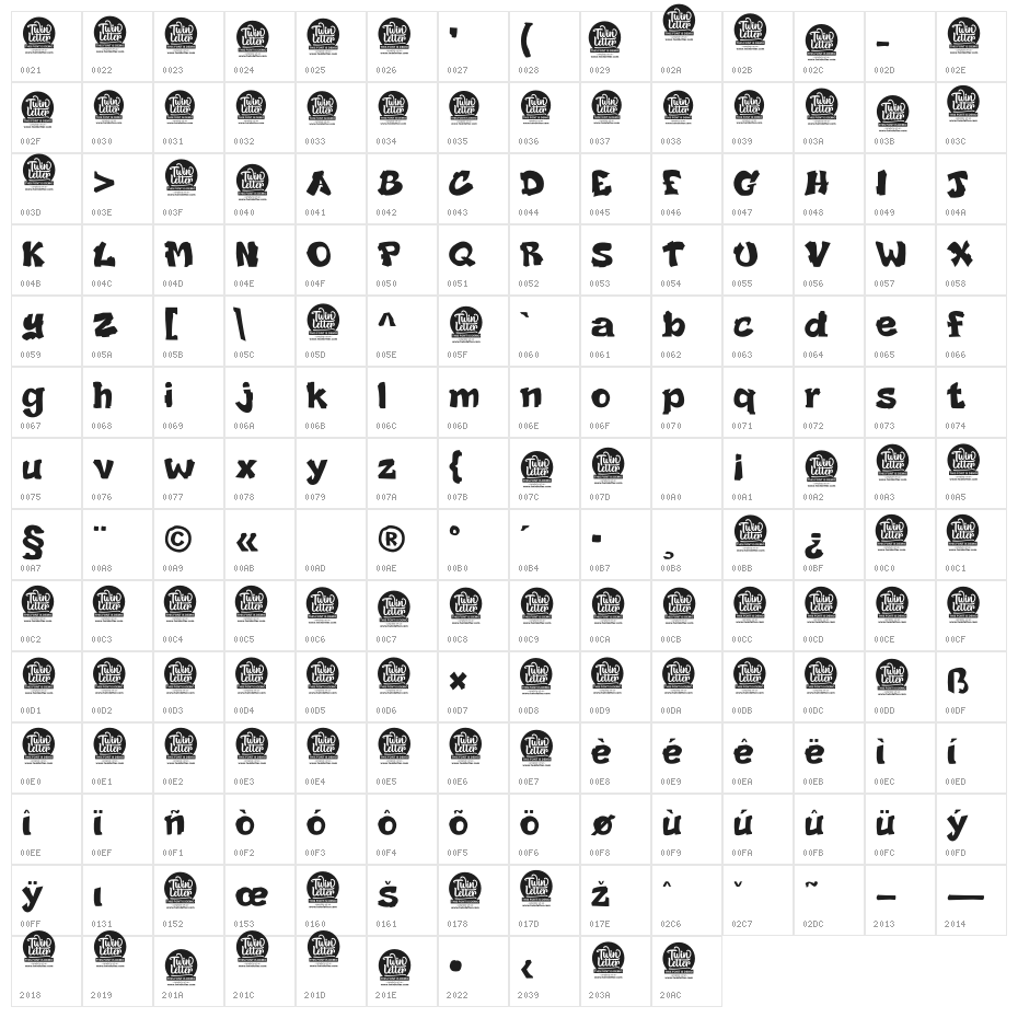 RUDAL Personal Use Character Map