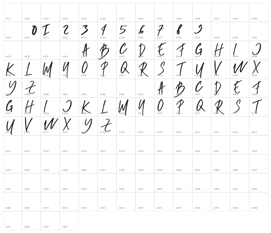 RUMBE-Regular Character Map