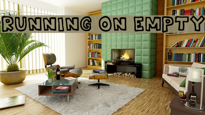 RUNNING ON EMPTY Font examples