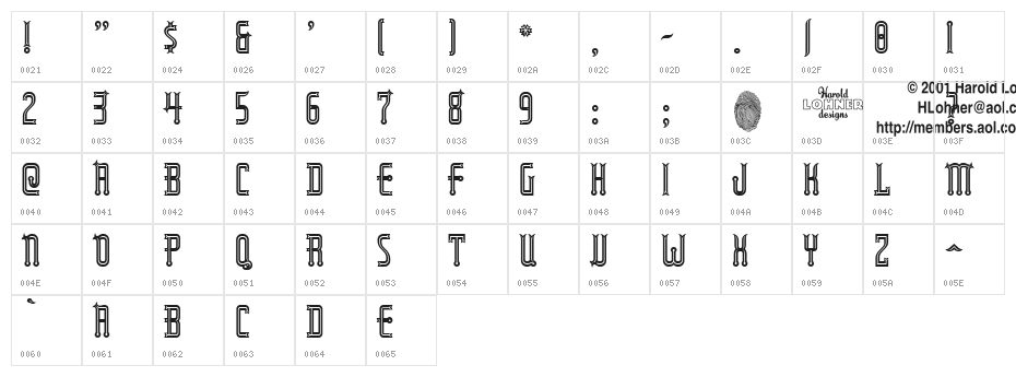 RubaiyatEngraved Character Map