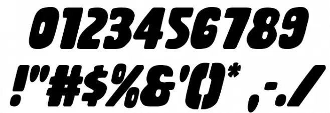 Rubber Boy Condensed Italic Font OTHER CHARS