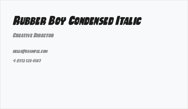 Rubber Boy Condensed Italic Business Card