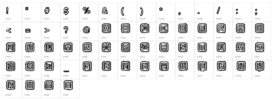 Rubber Hell Character Map