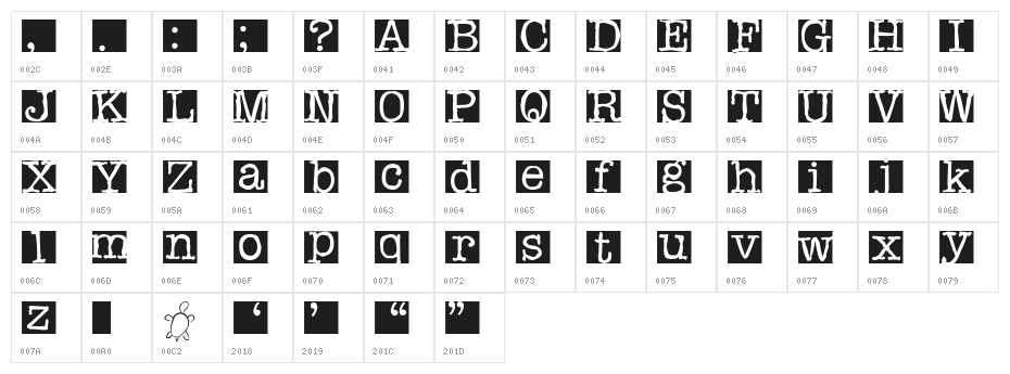 Rubberstamp Character Map
