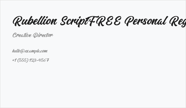 Rubellion Script FREE Personal Regular Business Card