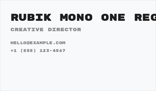 Rubik Mono One Regular Business Card