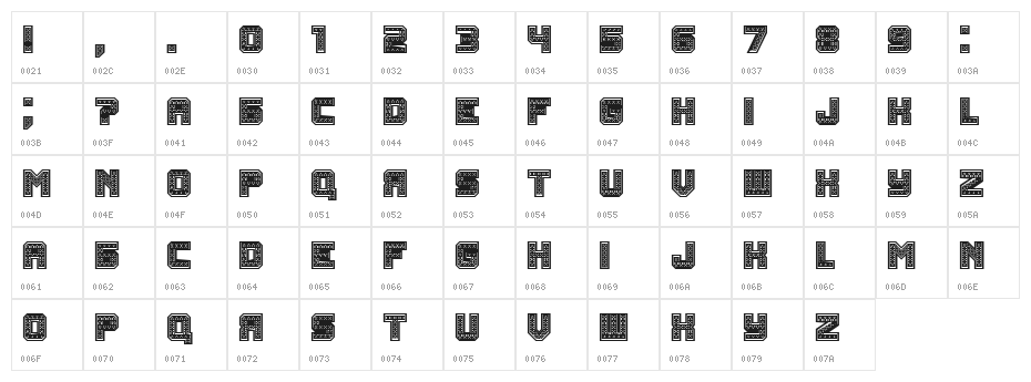 Rubles Bold Character Map
