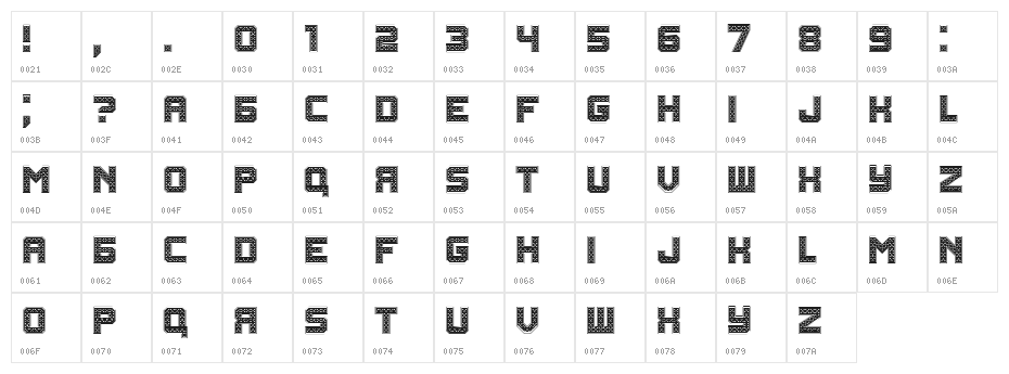 Rubles Regular Character Map
